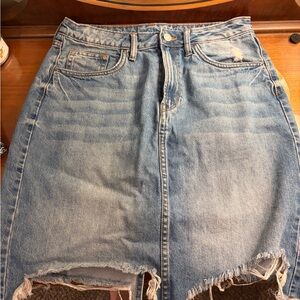 Distressed Denim Skirt
